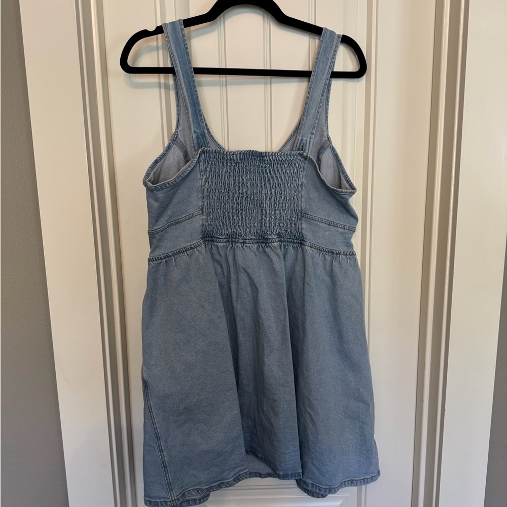 American Eagle Outfitters Light Blue Denim Button Tank Mini Dress - Picture 2 of 3